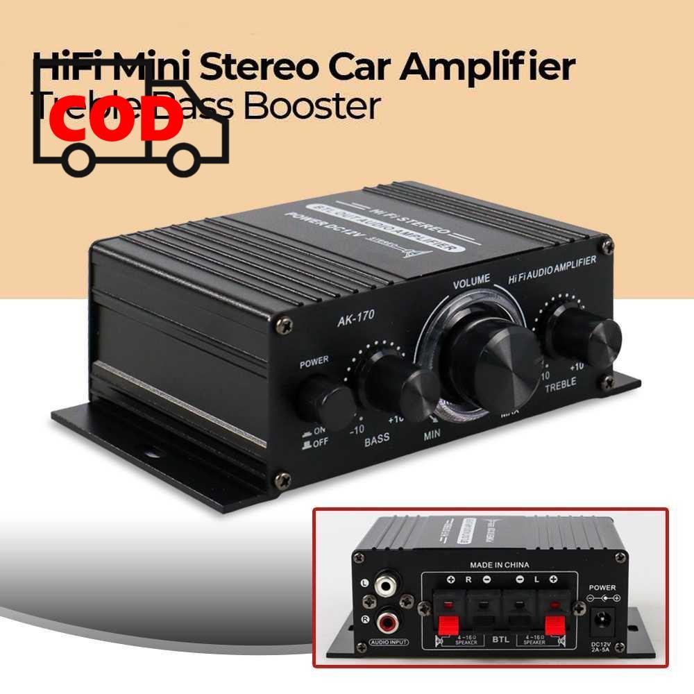 Amplifier Mini Stereo 12 Volt Bass Hi-Fi Mobil Suara Jernih Treble Bass Pengaturan Mudah Audio Berku
