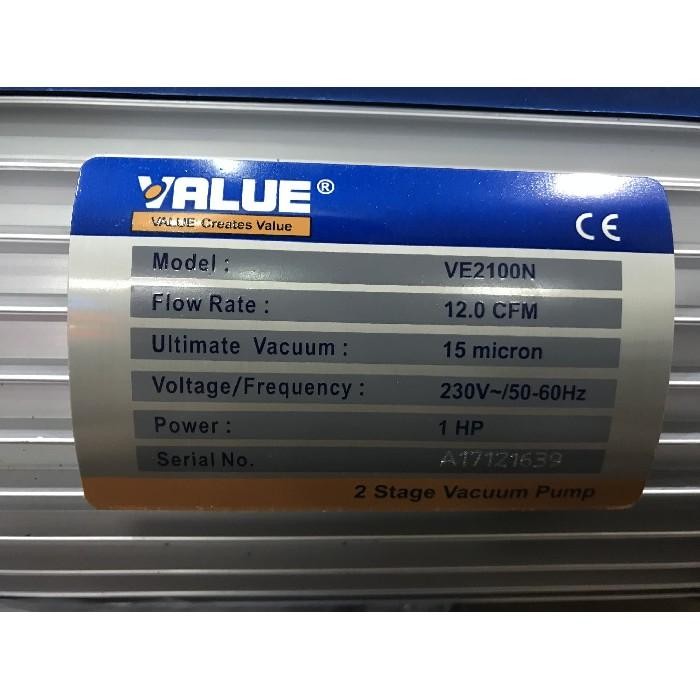 Value VE2100N 1PK Vacuum Pump 2STAGE