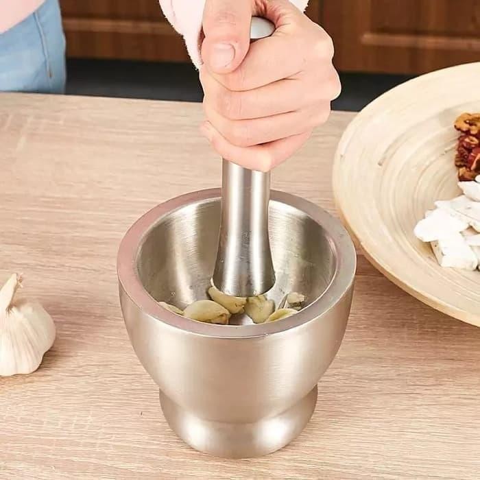 Cobek Mini Stainless Steel Penghancur Sambal Bawang Chopper Chop Bumbu