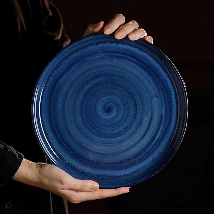 Piring Keramik Naruna Biru / Piring Keramik Murah/ Piring Saji Terlaris