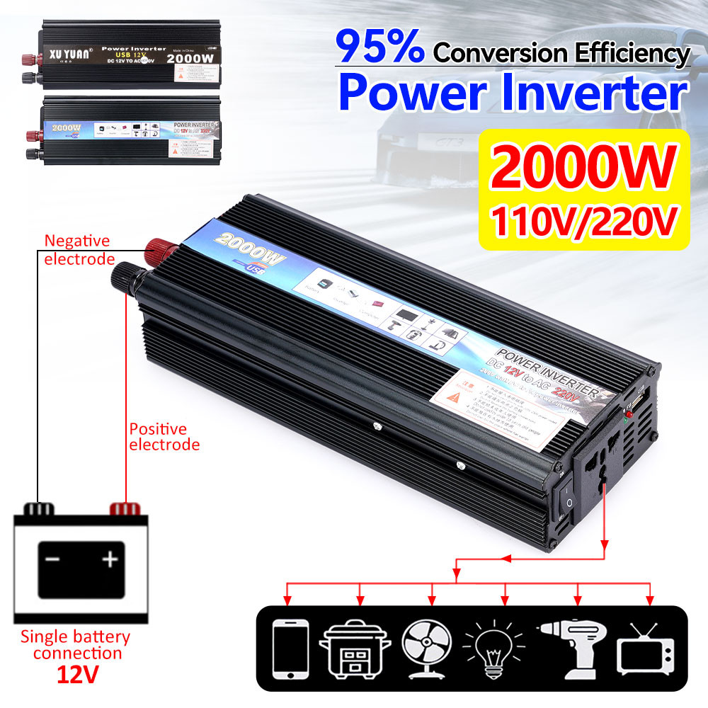 2000W Peak Solar Inverter Pure Sine Wave Converter Voltage