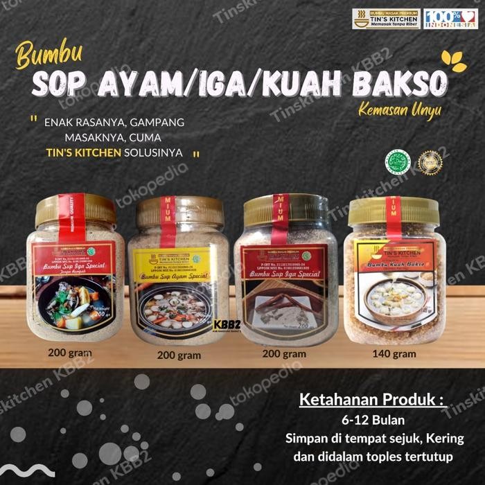 

Bumbu Sup Ayam Iga Spesial Rempah Kuah Bakso Instan Tins Kitchen