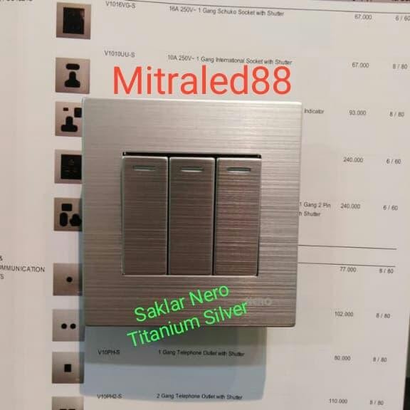 Menarik Saklar Nero Triple/3Gang Titanium Silver Sakelar Lampu Inbow New Model