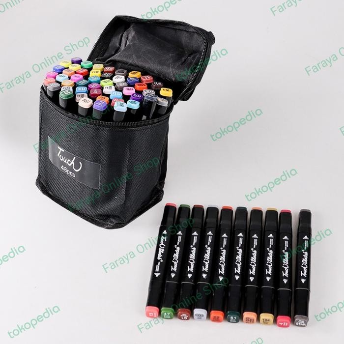 

spidol dua sisi dual side fine art brush art marker set 48 warna kode 33