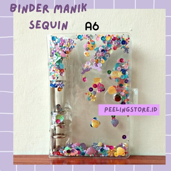 

Transparan Cover Binder Sequin Payet Manik A6 6 Ring Paper Kode 610