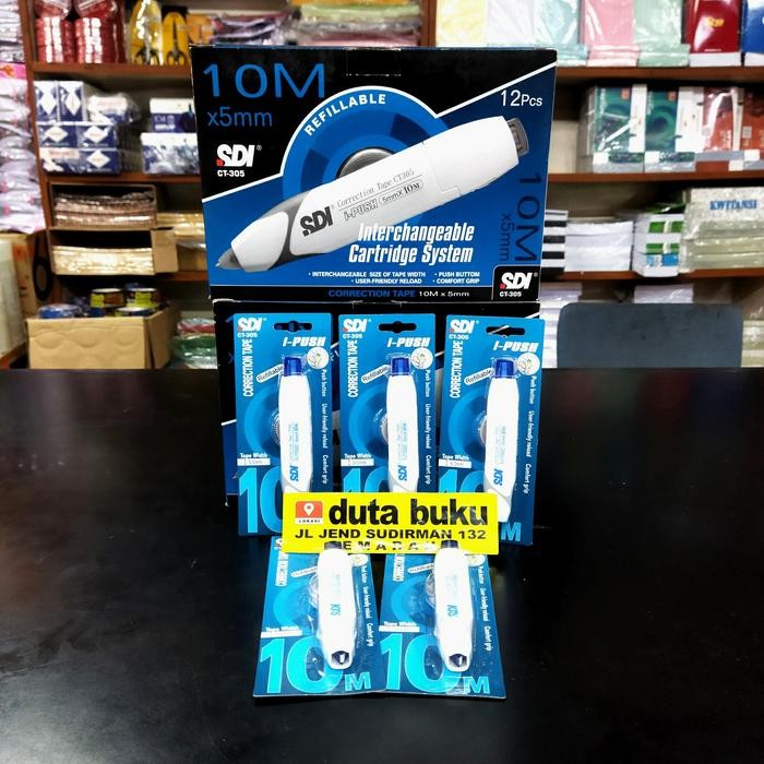 

type-ex tipex kertas correction tape 5mm x 10m i-push sdi ct-305 kode 775