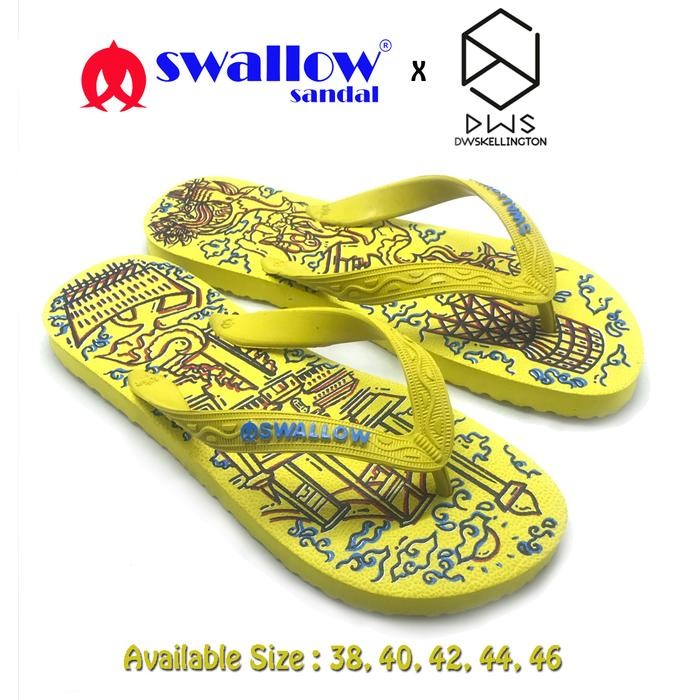 SANDAL SWALLOW X DWSKELLINGTON DOODLE YELLOW - KUNING