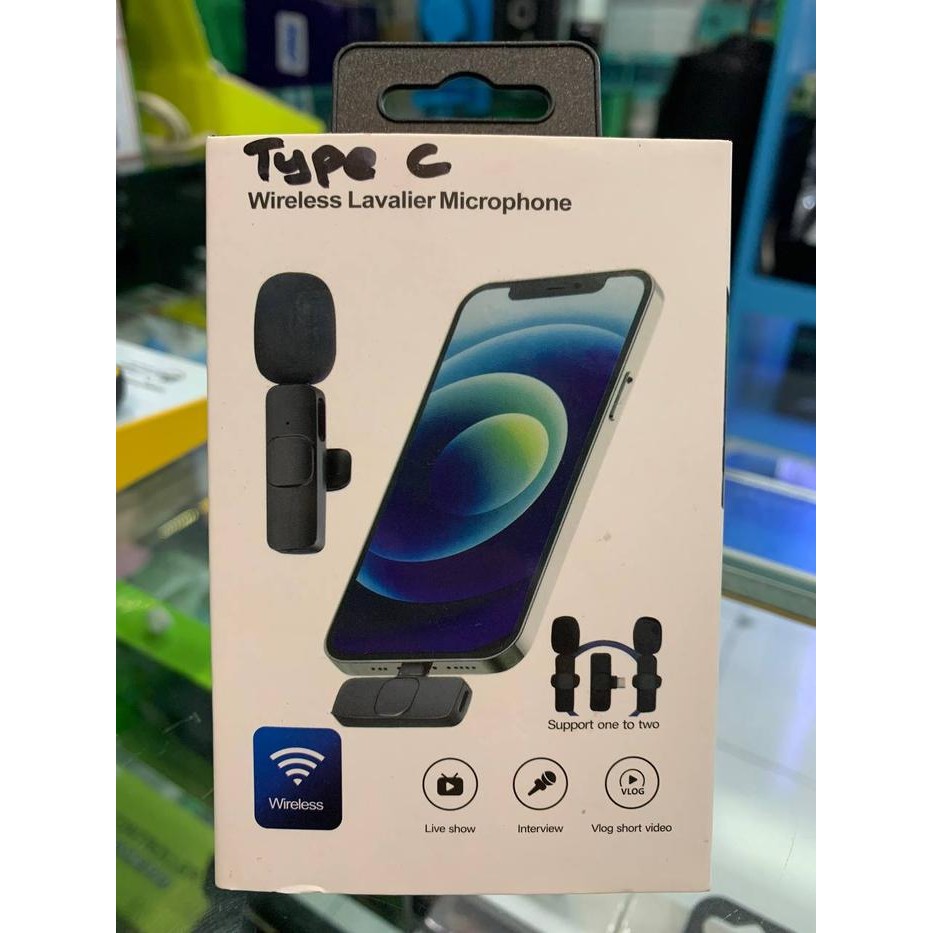 PROMO Mic Wireless Clip On Microphone Smartphone HP Type C Vlog