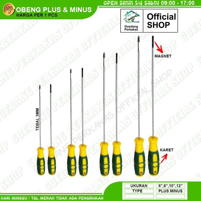 Obeng Magnet Plus Minus 6" 8" 10" 12" Obeng Setting Motor Obeng Radio *