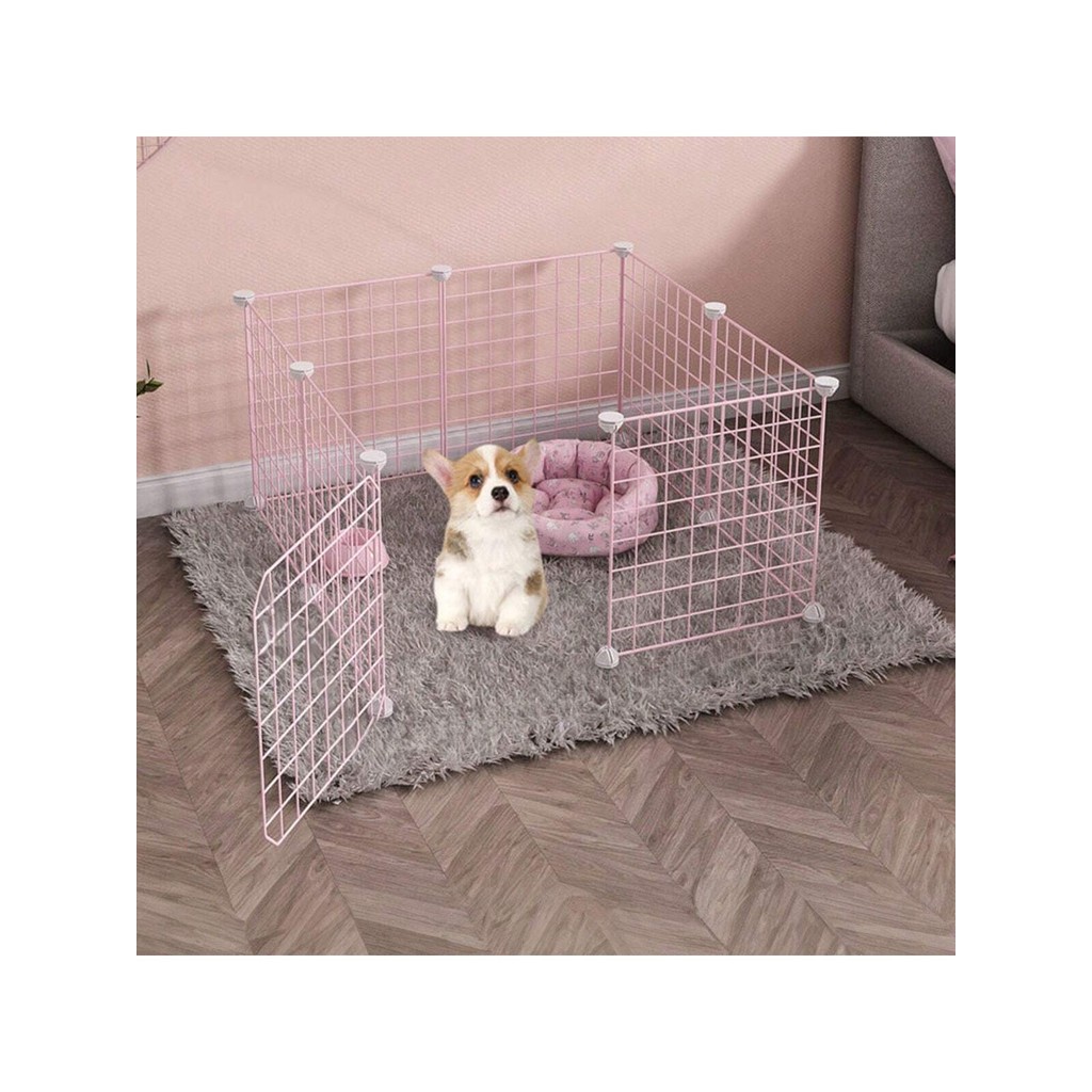 Pink pet fence DIY iron mesh can be freely combined cat cage dog cage hamster cage rabbit cage