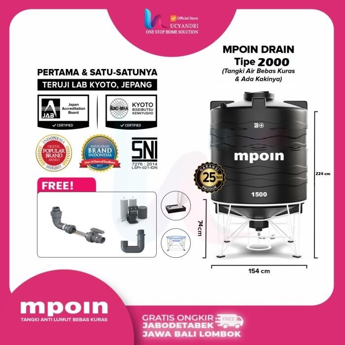 Terlaris Tangki Air Mpoin 2000 Drain Toren Tandon Tanki 2000 Liter Mpoin Plus