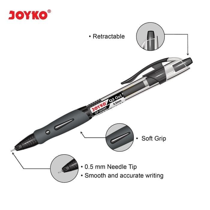 

Gel Pen / Pulpen Joyko GP-265NT / Black / Q3 Gel / 0.5 mm / 1BOX 12PCS