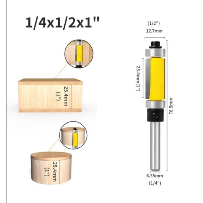 Mata Router Trimmer Profil Flush Trim Hpl Pvc Edging Atas Bawah