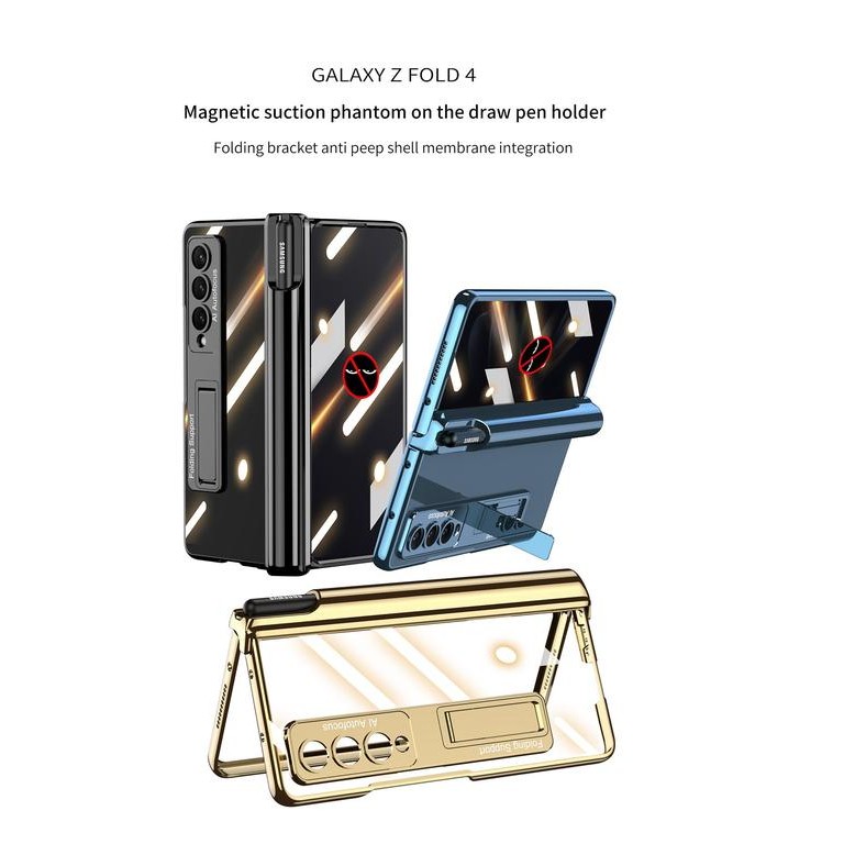 CASE FOR SAMSUNG GALAXY Z FOLD 4 5G MAGNETIC HINGE PEN POCKET ANTI-SPY GLASS CASE Casemee