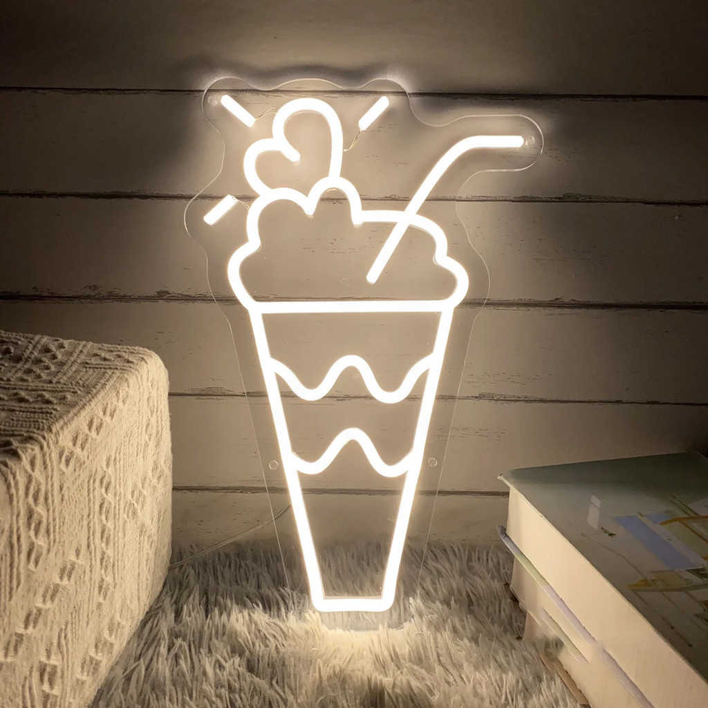 Ice Cream Neon Sign Ice Cream Drink Shop Decor Coffee Bar Home Restaurant Art Decor Business Neon