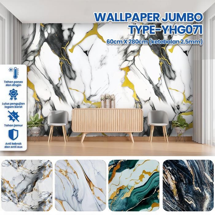 Wallpaper sticker Marmer wall dapur anti minyak dan anti air Wallpaper Foam PVC 60 x 280cm