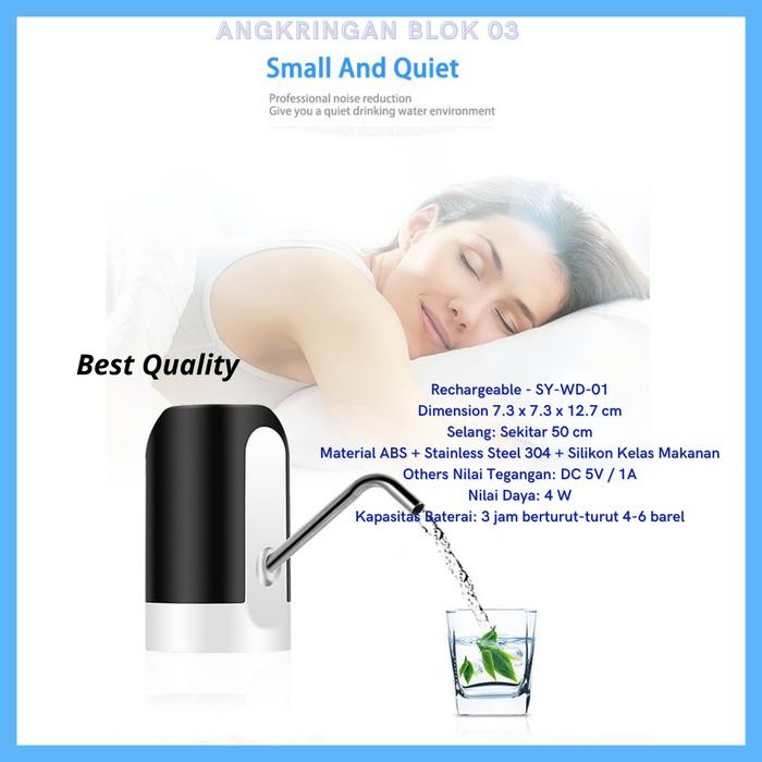 Sedotan Air Galon Otomatis Pompa water Dispenser Elektrik Led Kabel Usb Recharge listrik pipa
