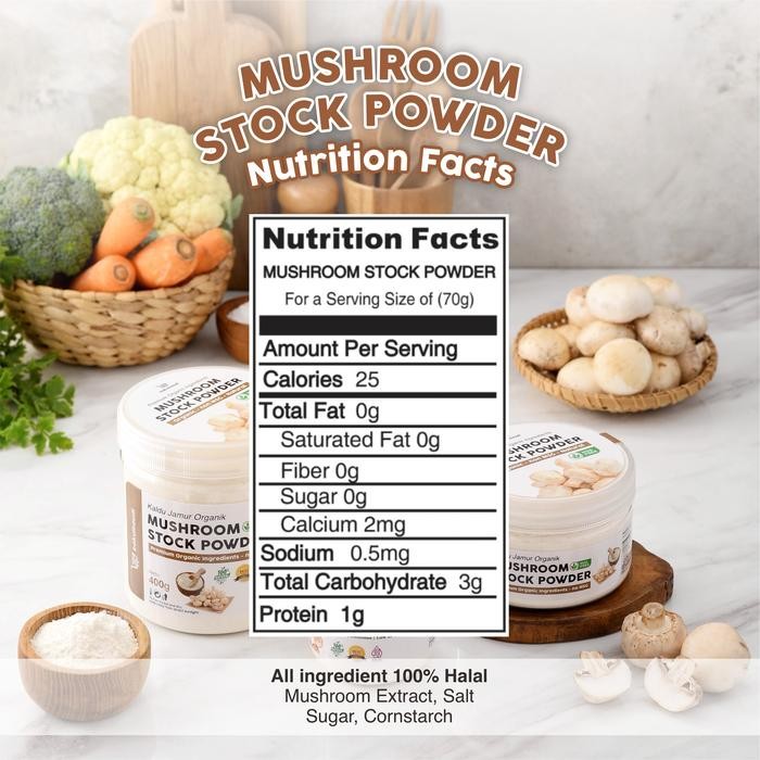 

PREMIUM Kaldu Jamur Bubuk Non MSG Organik Bumbu Penyedap Rasa Jamur Organic Mushroom Stock Seasoning