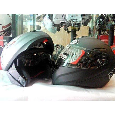 PREMIUM Helm KYT RRX Black Doff Fullface Flip Up Hitam Doff Dop Fullvisor