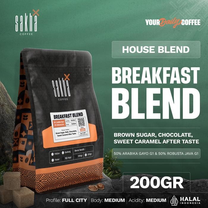 

PREMIUM Kopi Breakfast Blend Coffee Roast Bean Arabika Robusta Espresso Roasted Beans Biji Bubuk 200