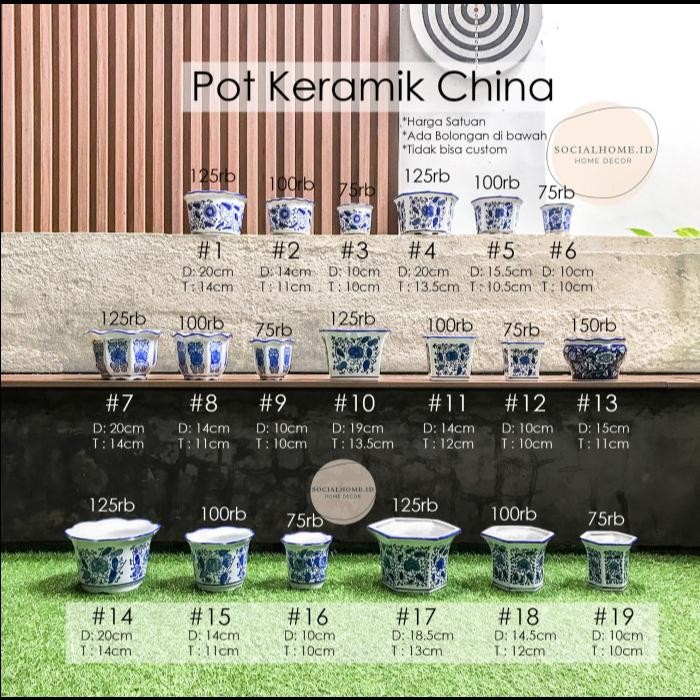Pot Keramik China Putih / Porcelain / Guci / Asbak