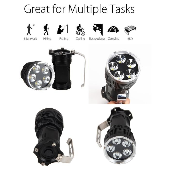 SENTER 5 X CREE XM-L T6 LED FLASHLIGHT TORCH + 2 X CHARGER + 4 X 18650