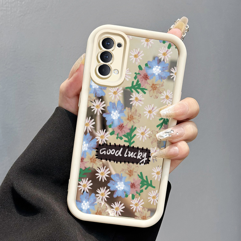 Casing Hp OPPO Reno 4 4G Reno4 Reno 4 5G Case Casing Softcase bunga kecil Kesing cermin baru HP peli