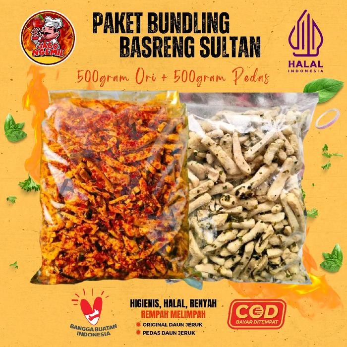 

laura.mart1 PROMO PAKET BUNDLING Basreng Pedas 500gr & Basreng Original 500gr Jago Ngemil Basreng