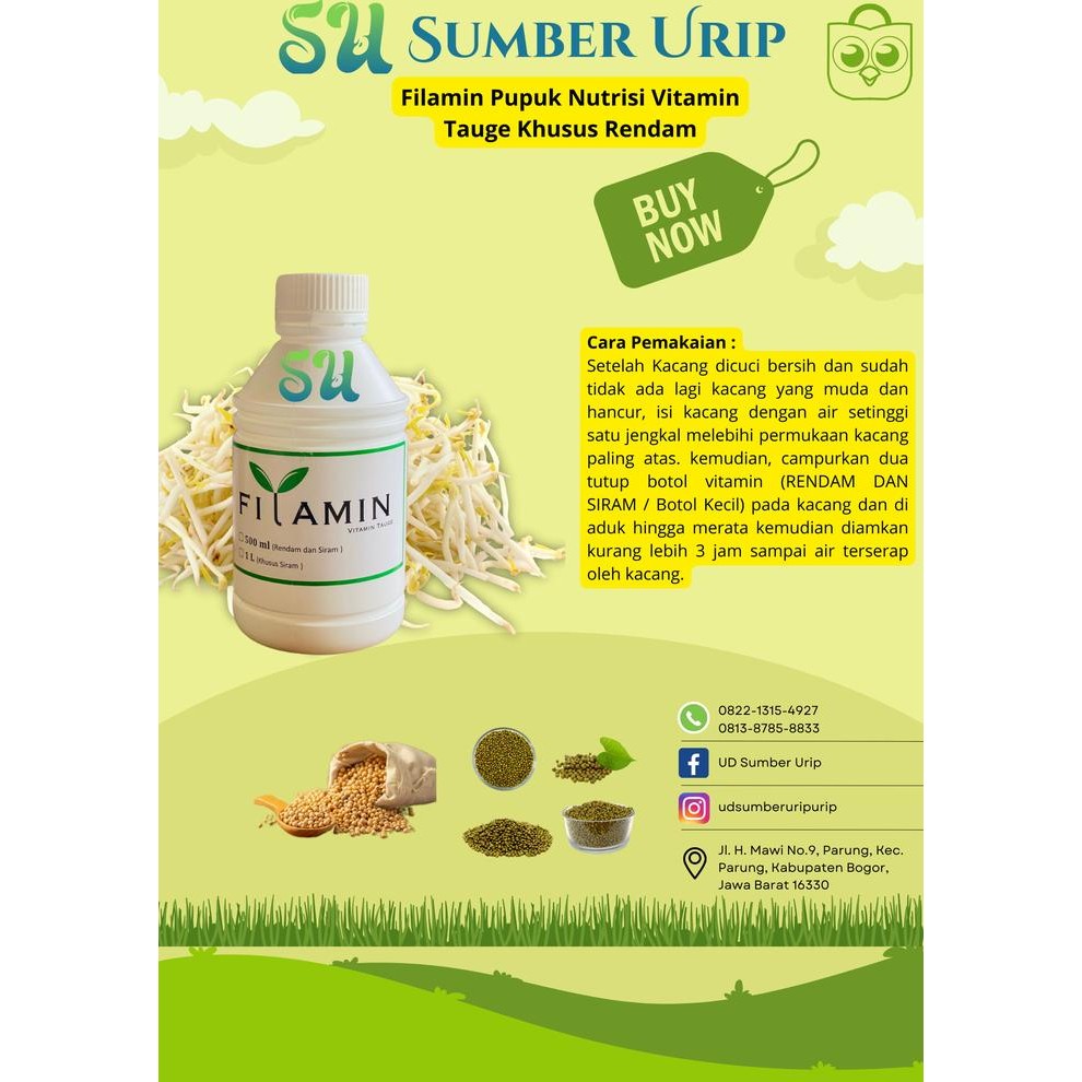 Filamin Pupuk Nutrisi Vitamin Tauge Rendam dan Siram