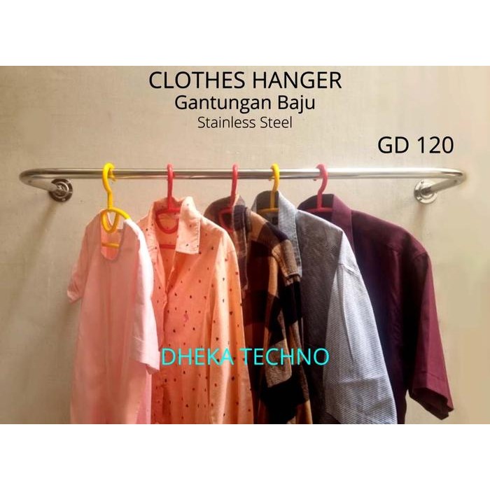 Gantungan Baju Dinding Stainless Steel GD 120 (120 cm) - Tipe Gawang