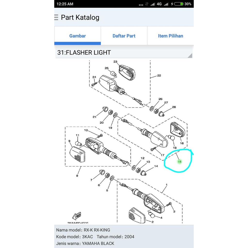 Lampu Sein Rx King Belakang Kiri 5Bp-H3330-00/ Rear Flasher Light Ass