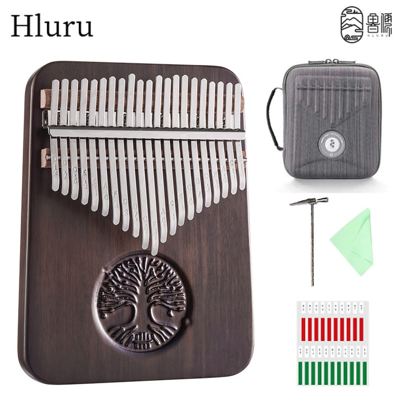 Hluru 21 Keys Kalimba Professional Finger Piano Full Solid Wood Black Walnut Kalimba Thumb Piano