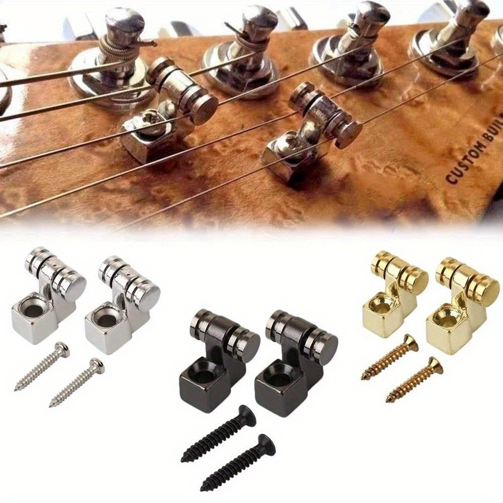 2Pcs Electric Guitar  rome Roller String Trees Retainer Mounting Tree Guide Silvery Black Golden 3