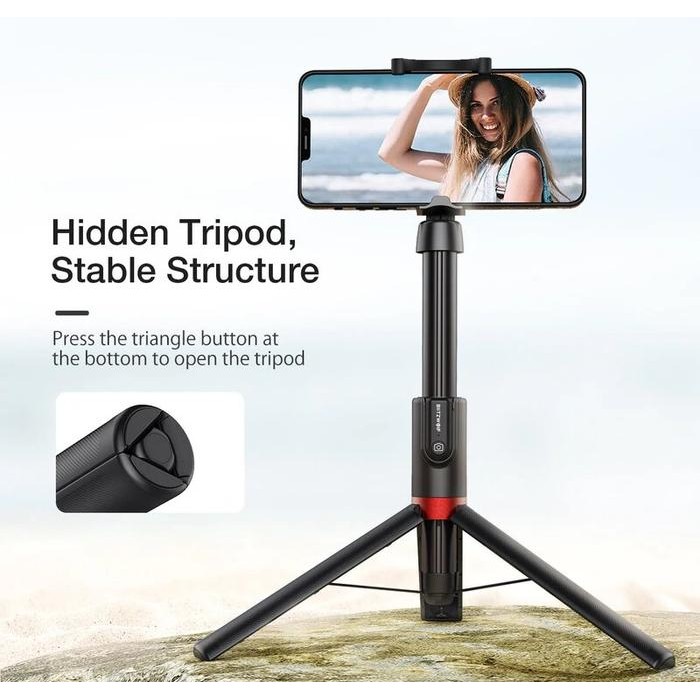 Blitzwolf Bw Bs10 Plus Long Selfie Stick Tripod Tongsis Remote 130Cm Bluetooth Panjang