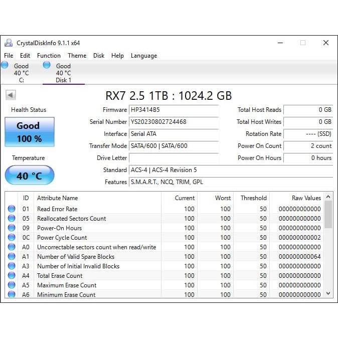 SSD 1TB RX7 SATA masih ready