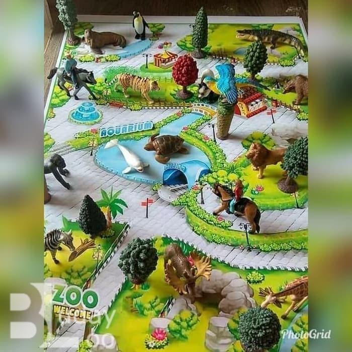 Ready Stock Poster Map Diorama Maket Kebun Binatang Miniatur Hewan Ekosistem Ternak Hutan Laut Gurun