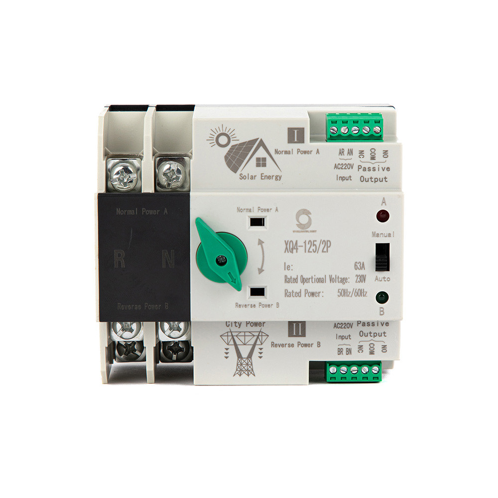 Ats Single Phase 2P 16 Amp 32A 63A 100A 125A Automatic Changeover Switch Low Voltage Ac 230V