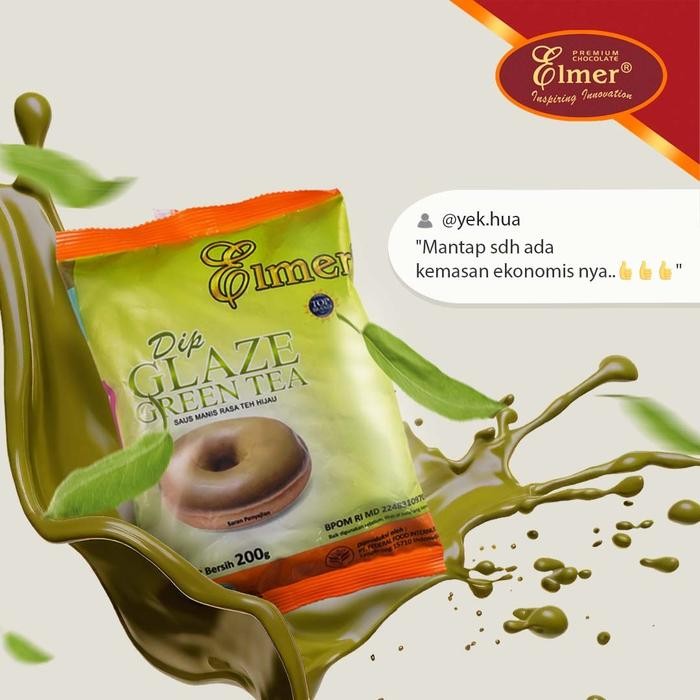 

Elmer Dip Glaze Greentea 1Kg Saus Manis Chocolate Rasa Greentea Matcha Untuk Topping, Campuran