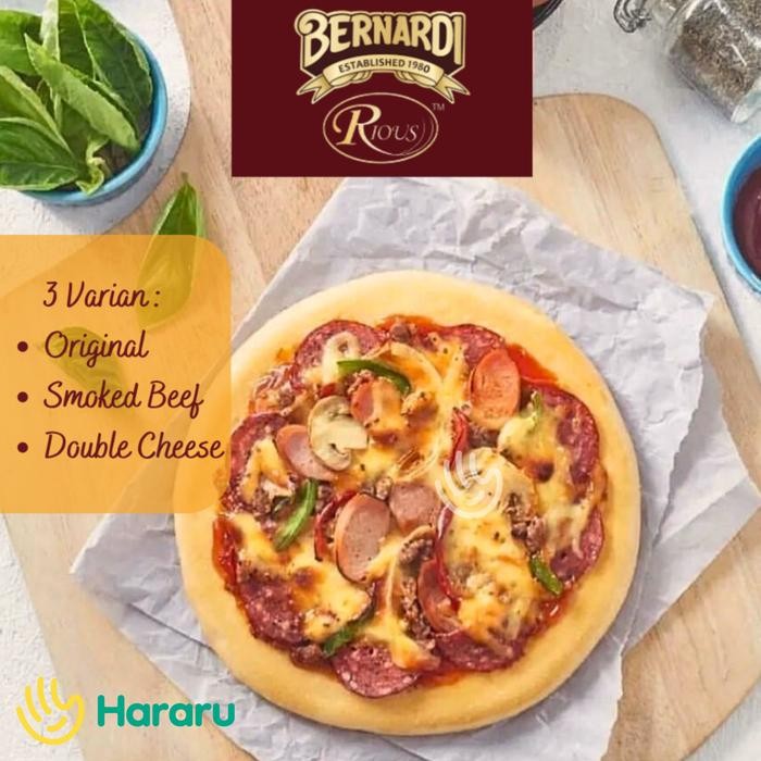 

Ready Bernardi Rious Pizza Instant Siap Saji Smoked Beef / Double Cheese