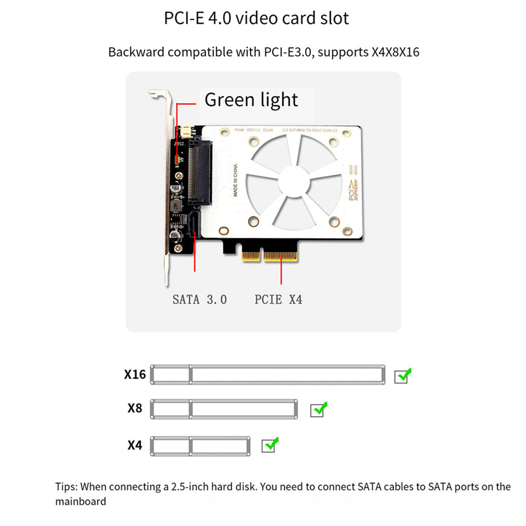 At87-U.2 Ssd To Pcie4.0 Riser Card Pci Express 4.0 X4 X8 X16 Sff-8639 Expansion Card For