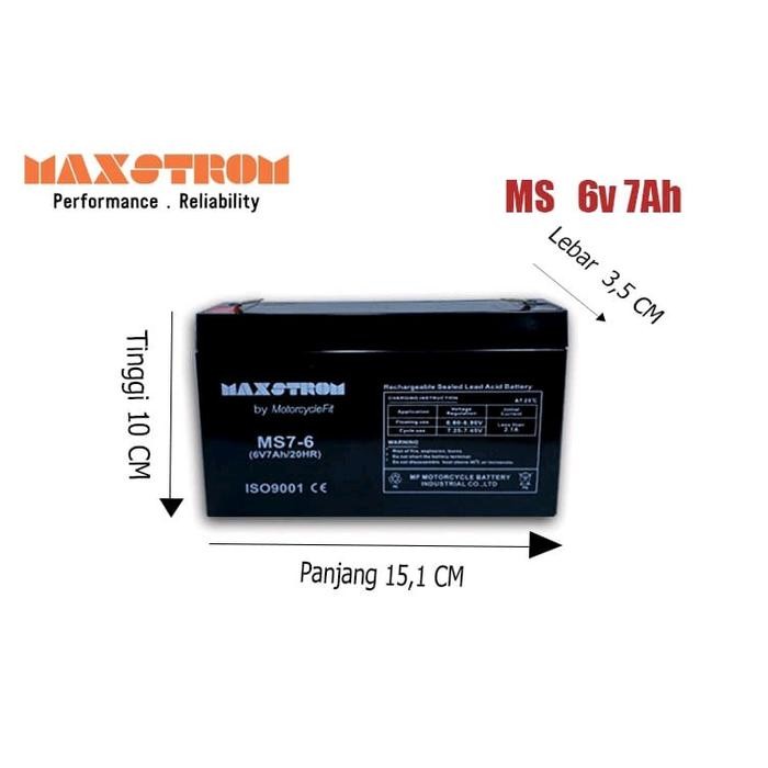 aki kering 6v 7ah batterai mainan mobilan anak motoran anak maxstrom 6v 7ah