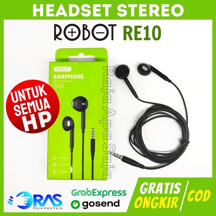 (Expert) HEADSET ROBOT RE10 FULL BASS STEREO - Handsfree Earphone Hetset