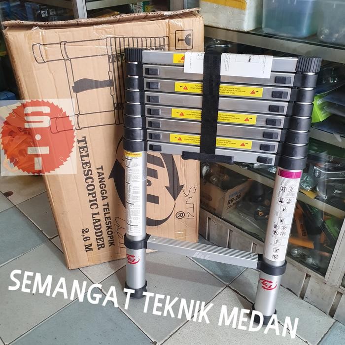 

Terlaris Tangga Aluminium Lipat Teleskopik Telescopic Ladder 2,6 2.6 M Meter