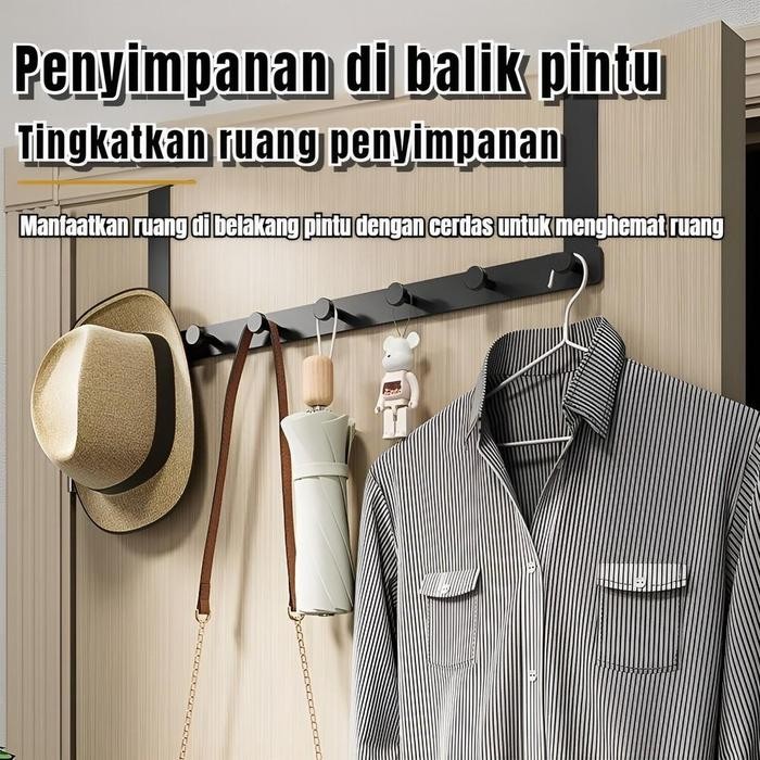 GANTUNGAN BAJU PINTU KAMAR TIDUR GANTUNGAN ALUMINIUM DAPAT DISESUAIKAN GANTUNGAN RAK DINDING KAMAR