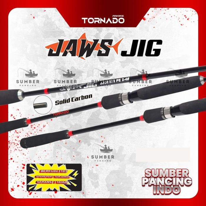 TORNADO Joran Pancing Spinning JAWS JIG 189cm PE 1-3 dan PE 2-4 Material Solid Carbon Joran Jigging