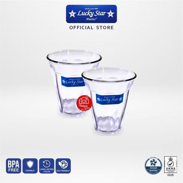 Ready stock] Gelas plastik lucky star belimbing transparan / gelas jus / gelas cafe