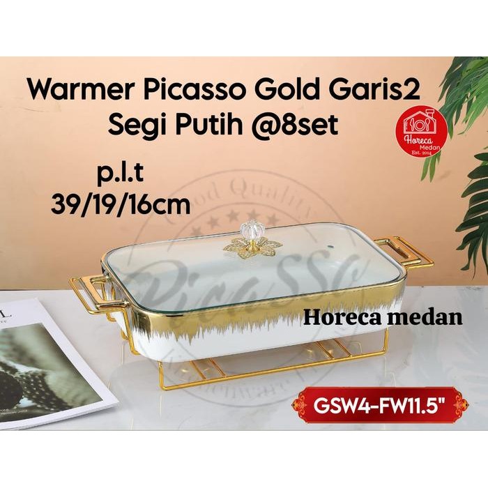 hanya disini] FOOD WARMER PICASSO MARBLE GOLD SEGI /WADAH SAJI PRASMANAN KERAMIK