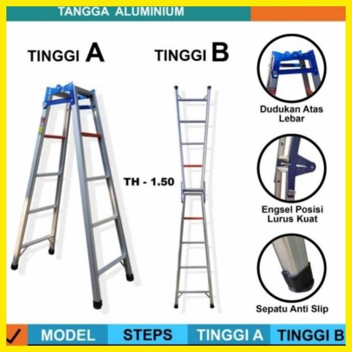 

Terlaris Tangga Lipat Aluminium Ukuran 2M / 200Cm Kuat Beban 100Kg Lebih
