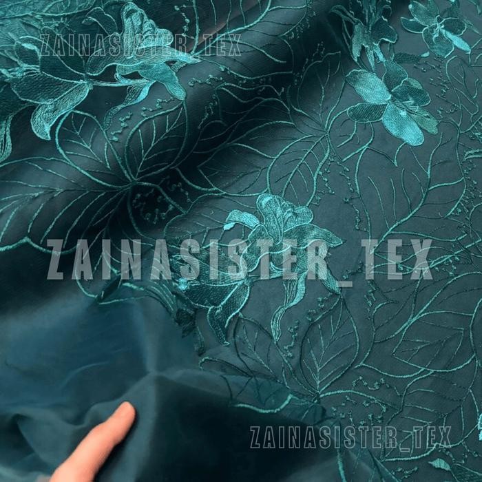 1/2 Meter Bahan Kain Kebaya Brokat Tule Bordir Bunga Timbul Motif Bunga Besar Summer Floral Warna