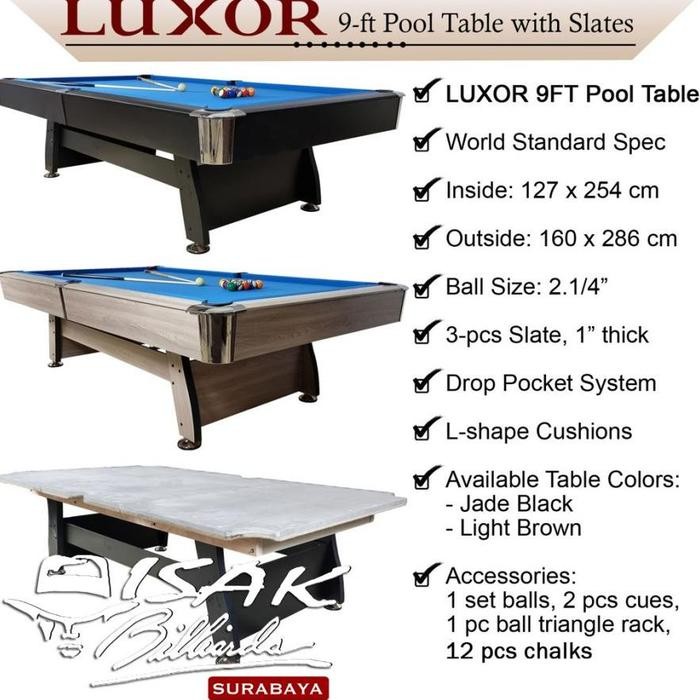 Meja Billiard Luxor 9 Ft Pool Table With Black Slate Jade Black Meja